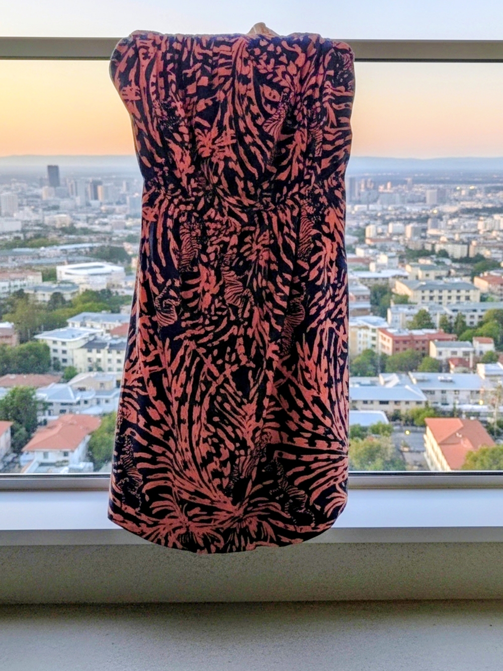 Lilly Pulitzer Strapless Purple Dress with Pink Tropical Print
